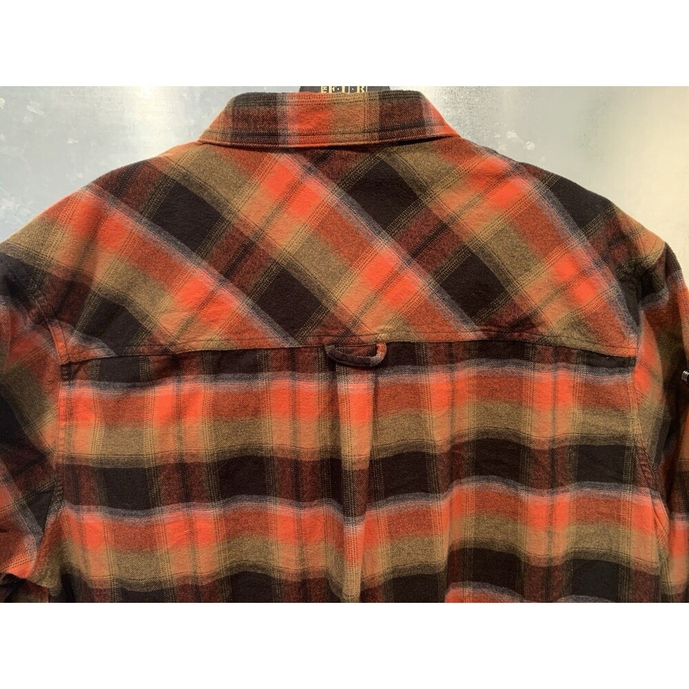 XXXL Plaid Flannel 100% Cotton Corduroy Collar Cuffs Burnt Orange Tan Black CQR